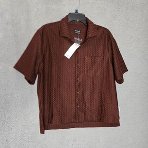 Standard Cloth Short Sleeve Camp Collar Button Up Shirt OB2116176 womens S NWT